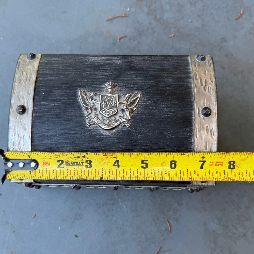 Vintage Gothic Jewelry Box Medieval Castle Trinket Treasure Chest Made in Japan